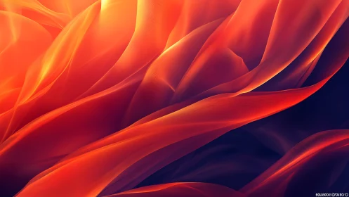 Layered orange and red digital waves on dark backdrop.