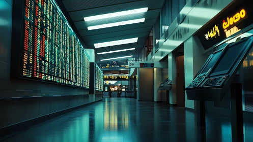 High frequency trading hall with digital tickers and terminals