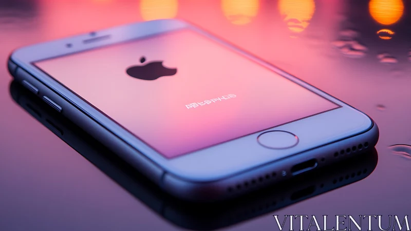 Glowing iPhone Bathed in Warm Neon Light