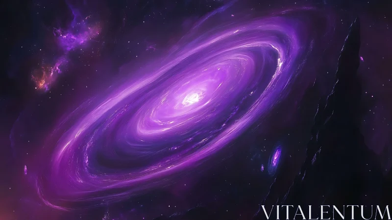Violet spiral galaxy formation in deep interstellar space.