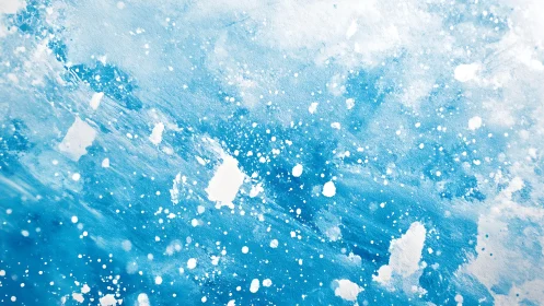 Abstract blue and white watercolor splash painting with dynamic textures.