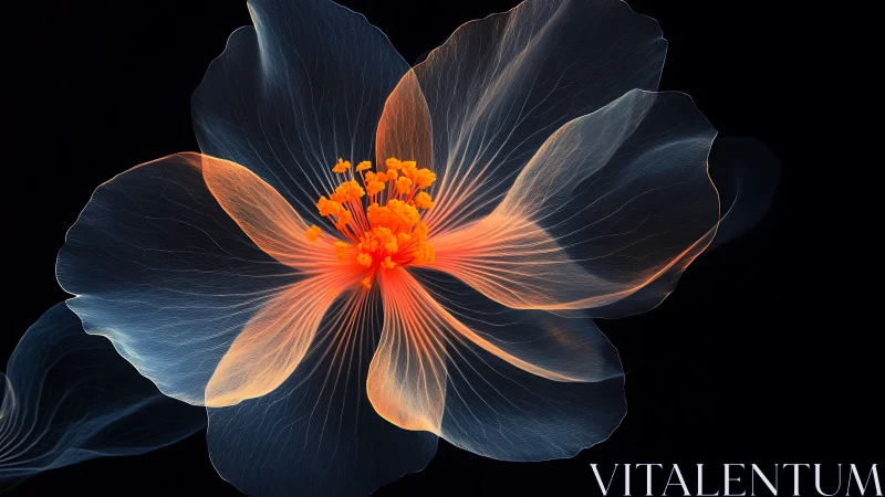 Glowing digital flower radiates neon warmth on black