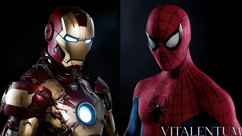 Armored and masked heroes rendered with dramatic studio contrast