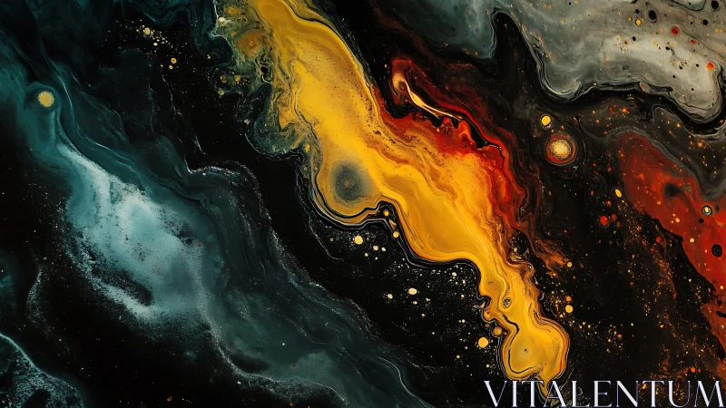 Golden cosmic river flowing through deep night skies.