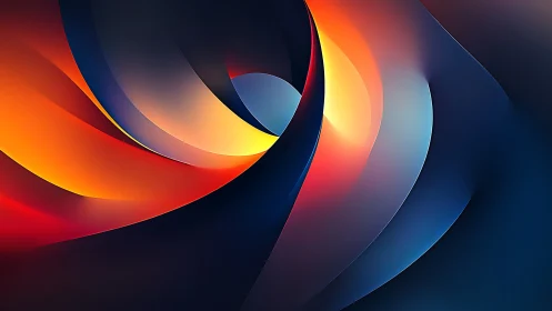 Curved gradient ribbons in overlapping abstract composition.