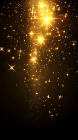 Golden light trail descends over dark background