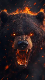 Thermally ignited ursine roar with volumetric ember lighting.