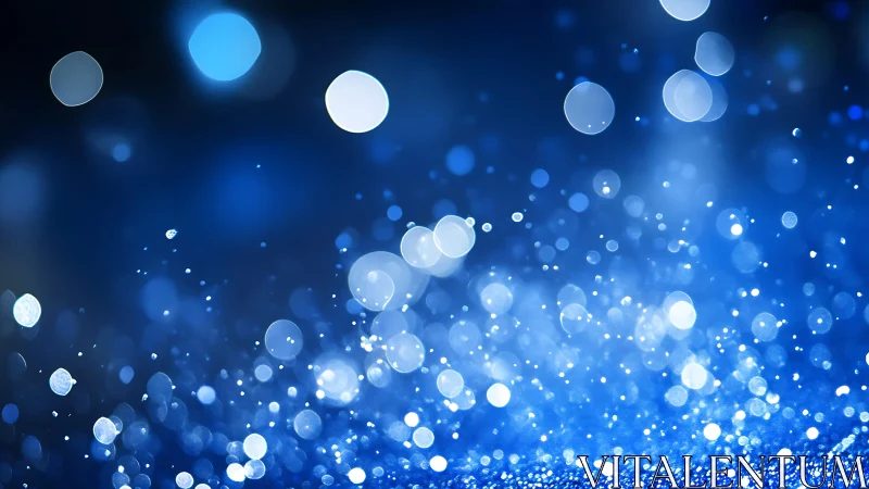 Sparkling Blue Bokeh Lights Abstract Background in Soft Focus.