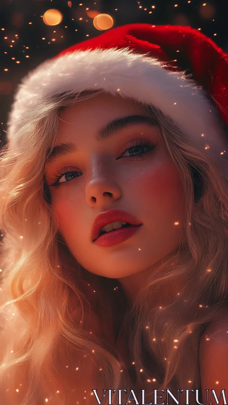 Cinematic Christmas portrait with volumetric glow lighting.