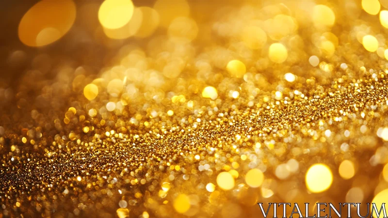 Shimmering Gold Glitter Closeup with Vibrant Bokeh Lights.