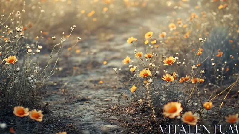 Wildflower Path: Shallow Depth Field Botanical Study.