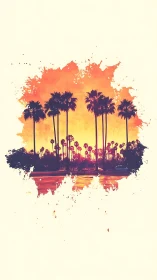 Sunset washed palm trees bringing cozy coastal daydreams.