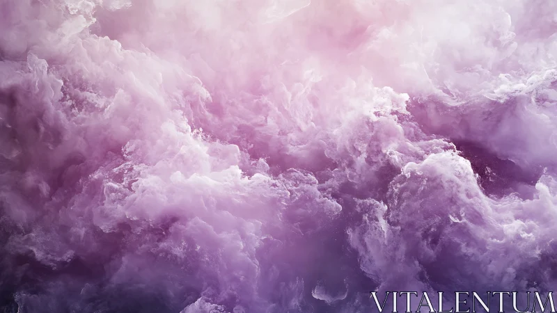 Dreamy lavender stormclouds swirling in luminous mist.