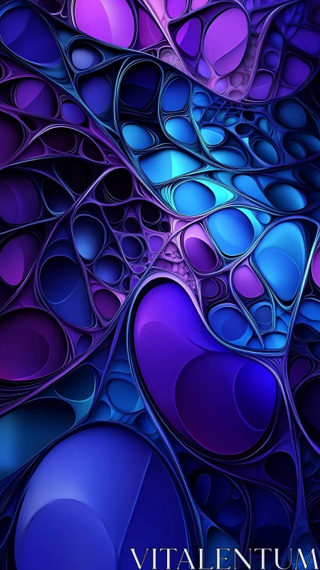 Iridescent blue and violet cellular lattice forms fluid depths