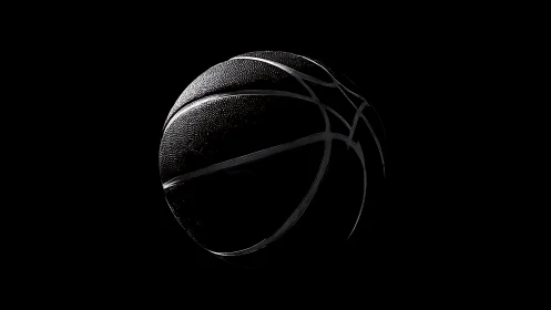 Midnight basketball orbit carved from shadow and silver light.