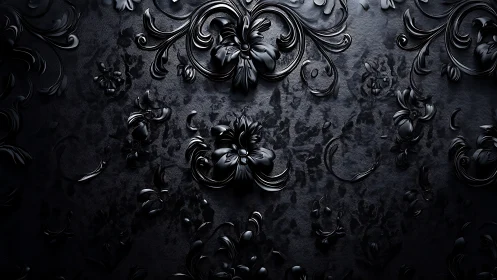 Nocturnal baroque blooms in sculpted black luxury veil.