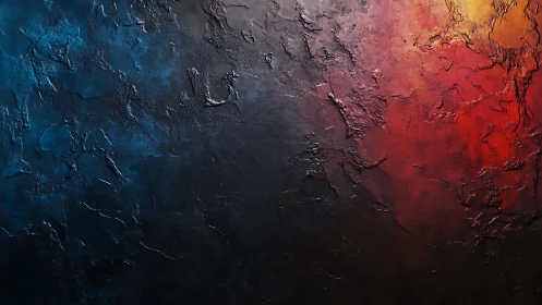 Textured abstract surface with blue to red gradient light field.