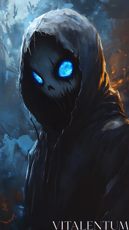 Hooded wraith silhouette watches with glowing blue eyes