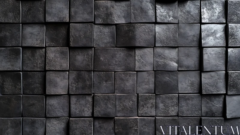 Moody charcoal tiles forming a cozy textured backdrop wall.