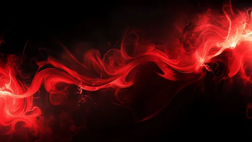 Crimson energy ribbon swirling across deep black void.