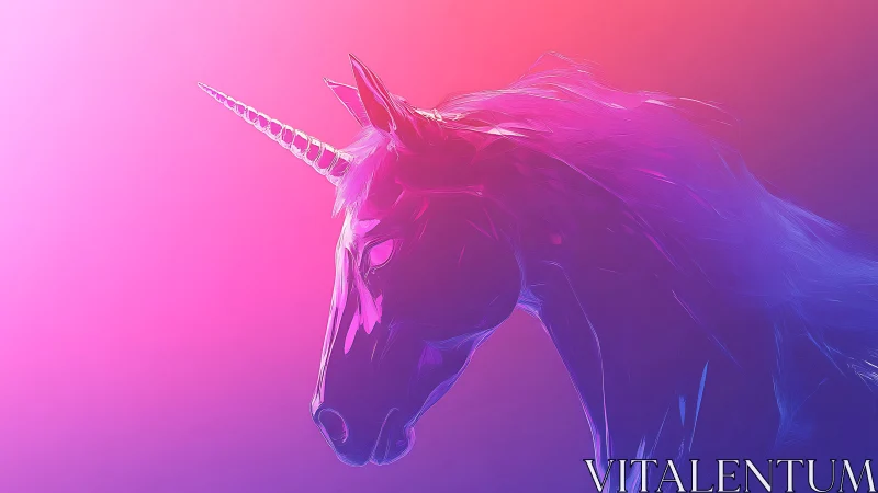 Neon gradient unicorn profile in luminous digital painting.