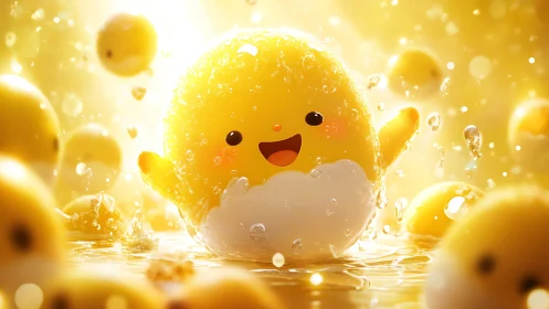 Sunlit lemon buddy splashing from its sugar crusted shell.