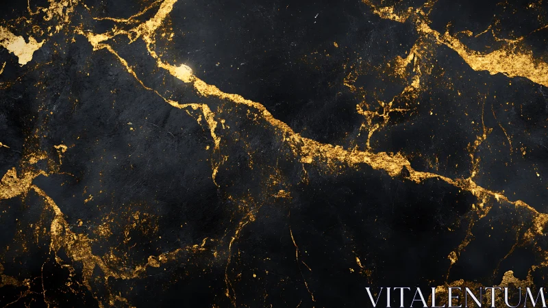 Molten gold veining quietly conquers a midnight stone sky