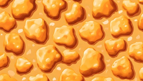 Orange irregular rounded forms are distributed across surface