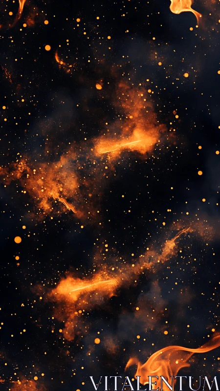 Cosmic Fire: Celestial Energy Bursts Against Deep Space