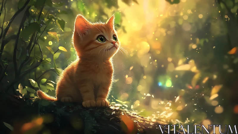 Orange Kitten in Magical Forest Glow.