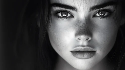 Intense monochrome portrait captures soulful, reflective gaze