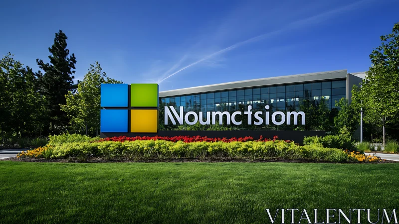 Microsoft's Iconic Sign Commands Suburban Landscape