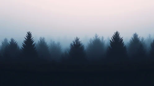 Whispering pines dissolve into dawn&rsquo;s soft winter haze.