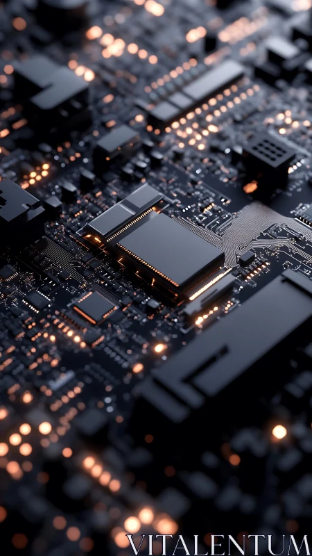 Microchip boulevards glow like a midnight electric city