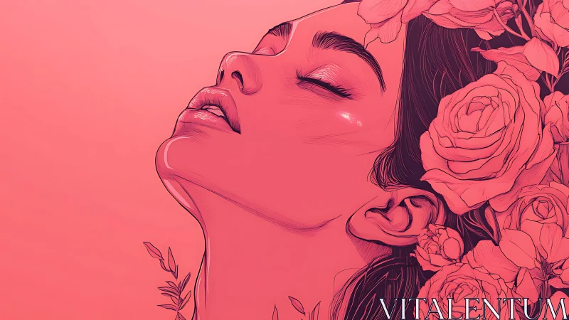 Serene floral portrait bathes in radiant monochrome glow