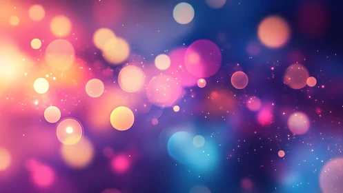 Vibrant abstract bokeh background with glowing colorful lights.