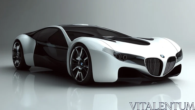 Ultra-low profile BMW concept coupe rendered in reflective 3D