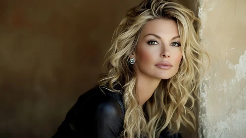 Photorealistic portrait of blonde woman with soft side lighting.