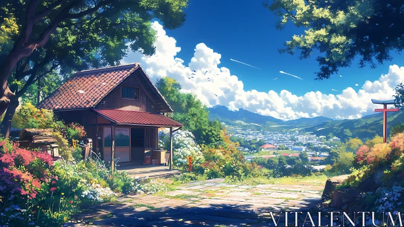 Sunlit hilltop cottage welcomes a peaceful valley view