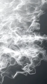 Volumetric white smoke filaments drift across dark gradient field
