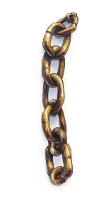 Golden chain links with rugged shine and quiet strength.