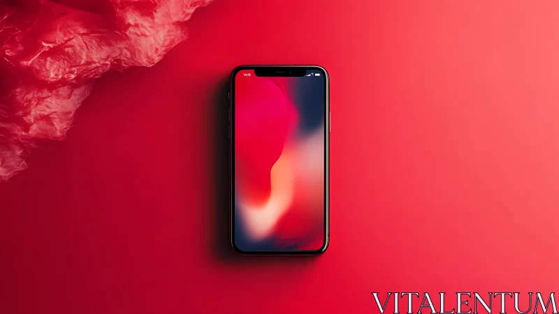 Modern Smartphone Against Vibrant Red Gradient Background