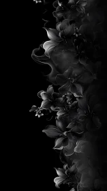 Monochromatic Floral Cascade: Sculpted Orchid Forms Against Black