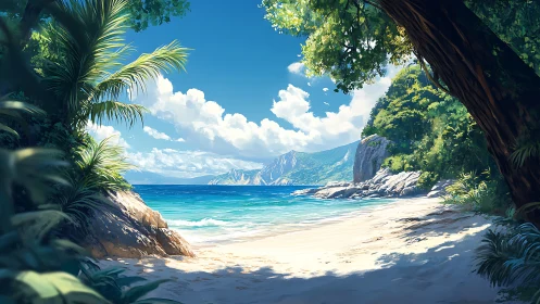 Tropical Cove Vista: High-Dynamic-Range Framed Seascape With Precipitous Basalt Formations