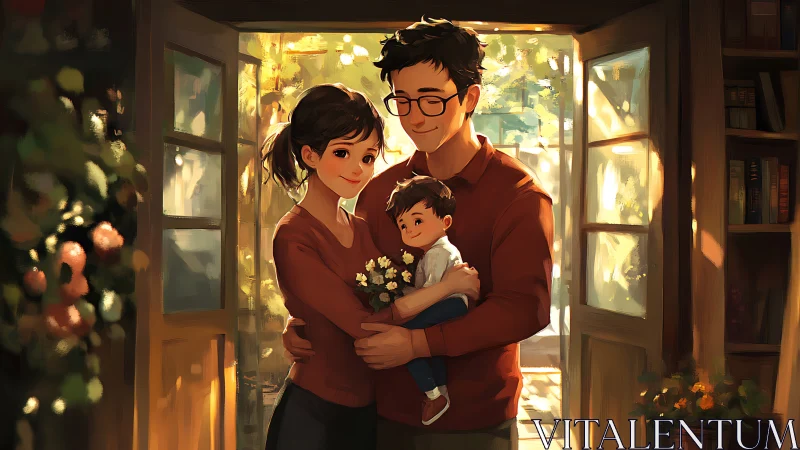 Warmth Within: A Family Bathed in Golden Serenity.