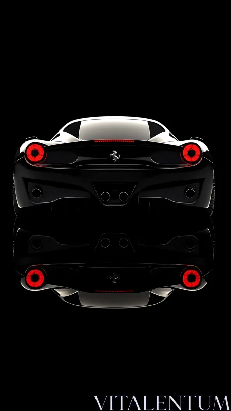 Rear supercar silhouette glows against deep black void