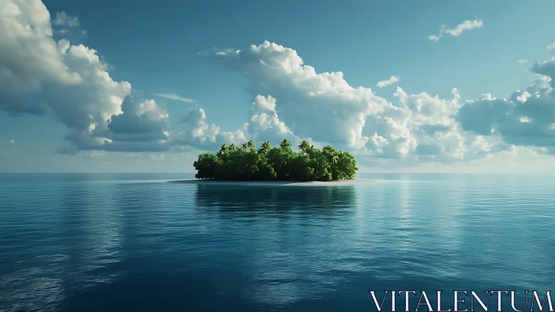 Solitary Paradise Island Under Endless Skies.