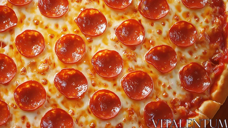 Macro thermal-textured pepperoni pizza surface analysis.