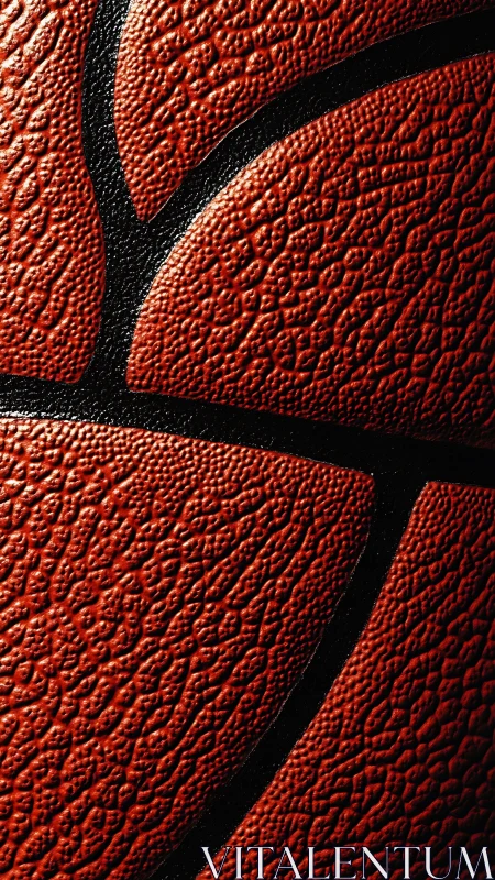 Macro close-up of basketball pebble-grain texture pattern.