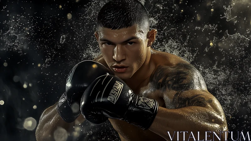 Powerful Boxer Unleashes Raw Strength in Dynamic Water Action